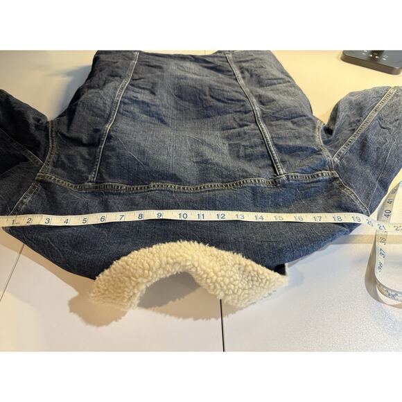 American Eagle Denim Jacket Mens Small Blue Sherpa Lined Bomber Trucker Biker - Picture 10 of 10